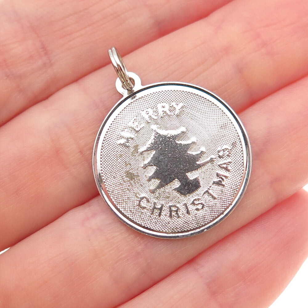 Town & Country 925 Sterling Silver Vintage Merry Christmas Tree Charm Pendant